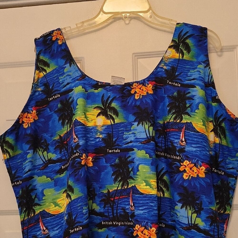 Rima Beach Wear Sleeveless Dress Tropical Print Size XXL - Picture 5 of 11